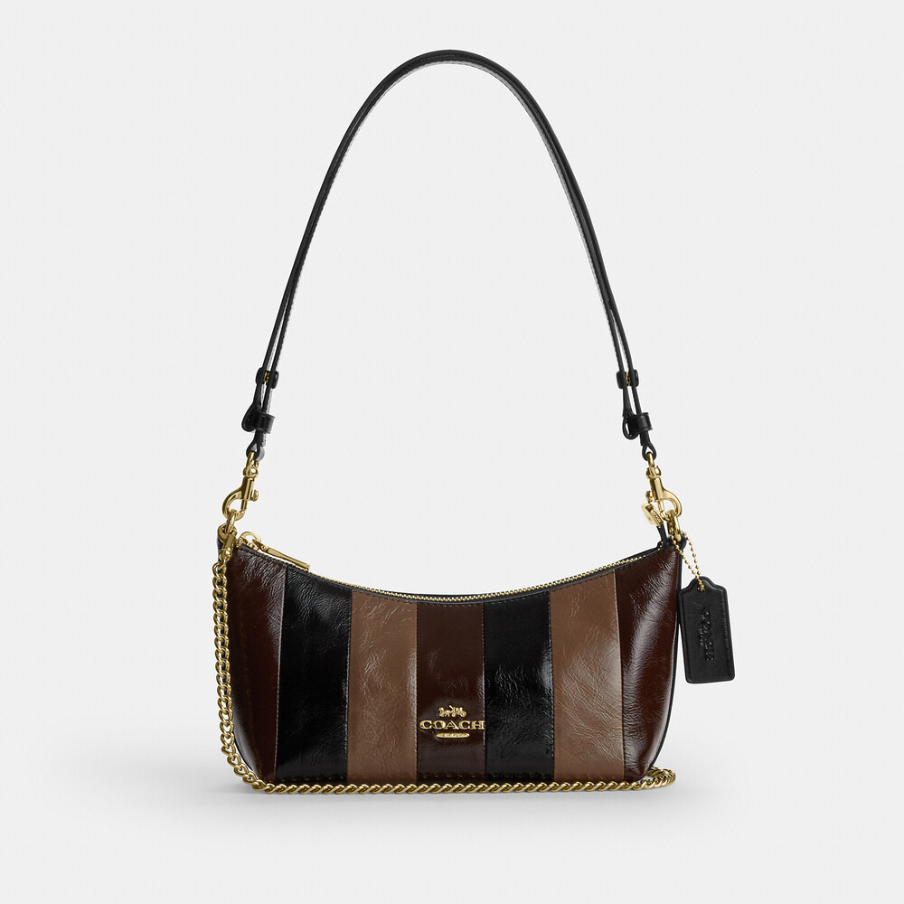 Coach Caitlin Shoulder Bag With Striped Patchwork